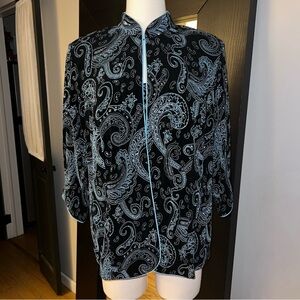 Alex Evenings Women's Black Size 1X Metallic Paisley Jacket And Shell